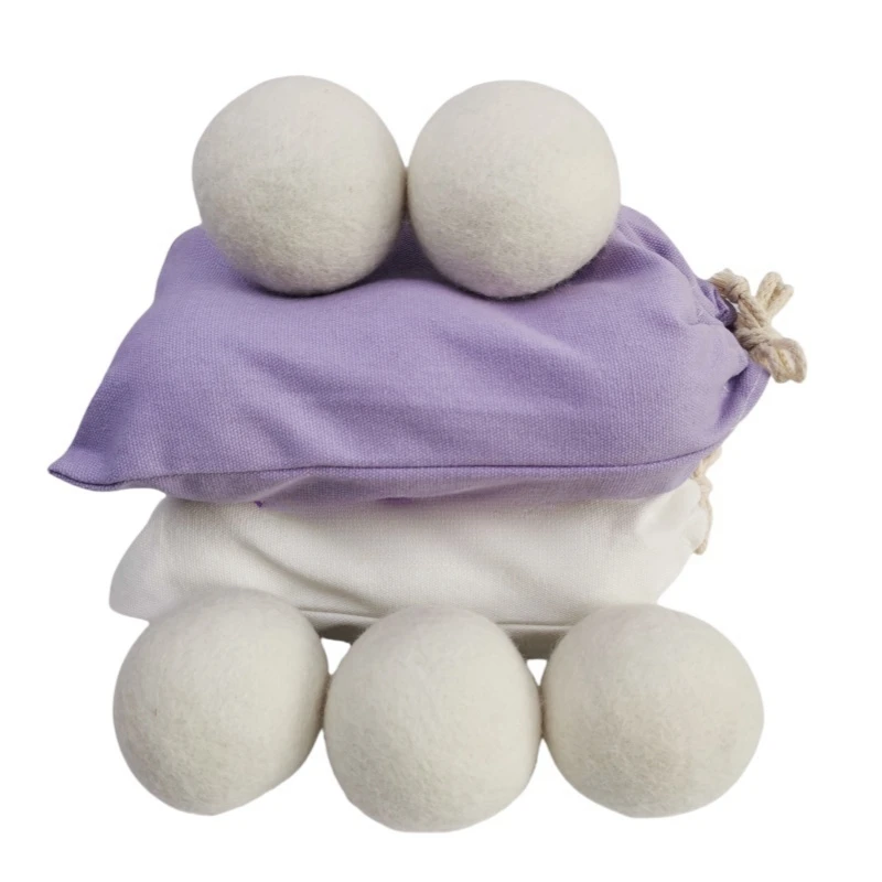 6 pack of 7cm New zealand Wool Dryer Balls for Laundry with thick cotton bag