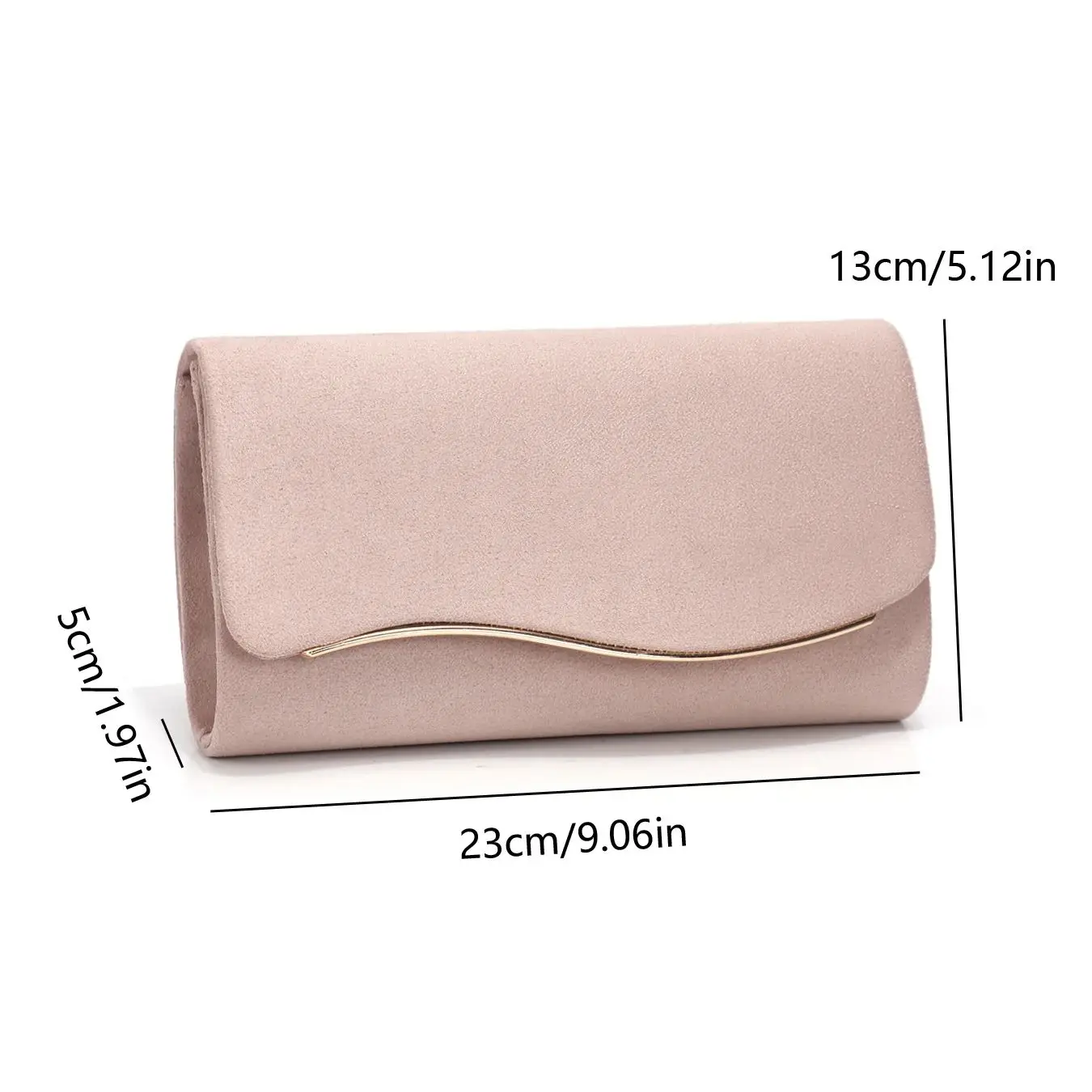 Apricot Velvet Clutch Bag With Shoulder Chain For Women