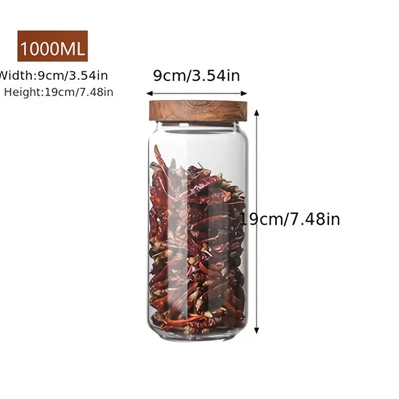 Glass Food Storage Jar with Airtight Bamboo Lid - Ideal for Cookies, Nuts, Coffee Beans, and Cereal
