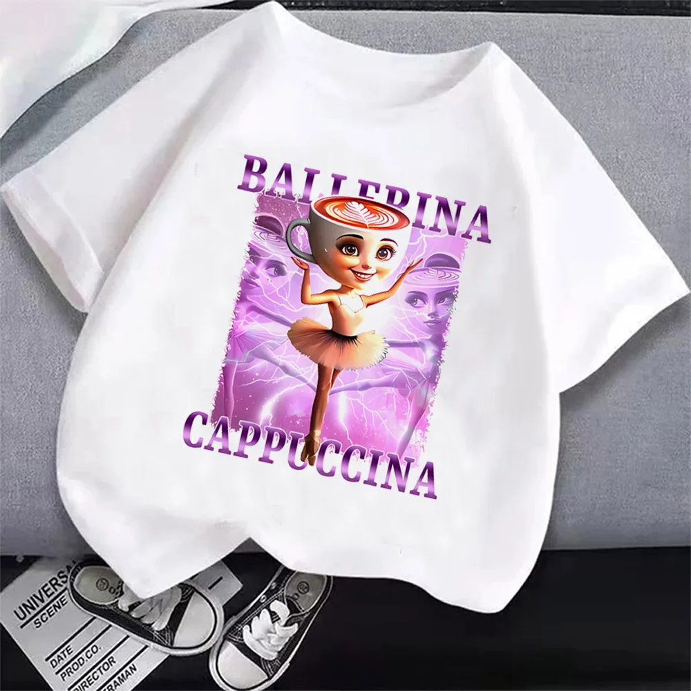 Children's Anime Cartoon Print Italian T-Shirt - Absorbent Casual Round Neck Top