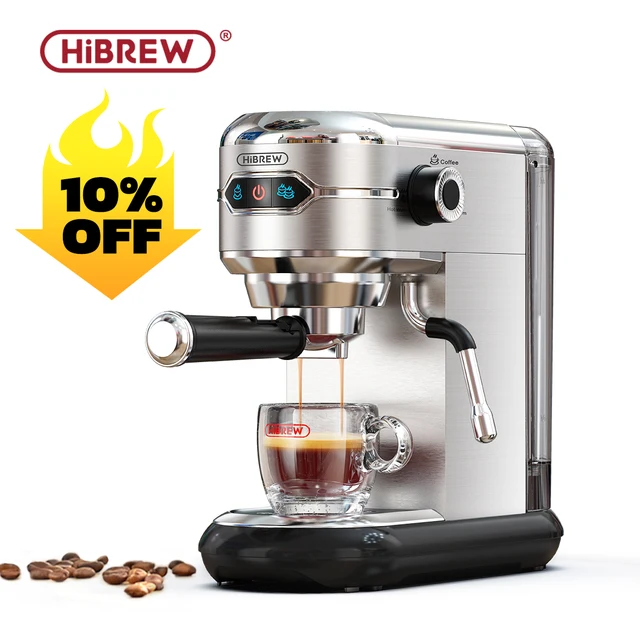 HiBREW Kaffeemaschine 19 Bar Halbautomatisch gebrauchte Pulver-Espresso-Cappuccino-Maschine Uellow