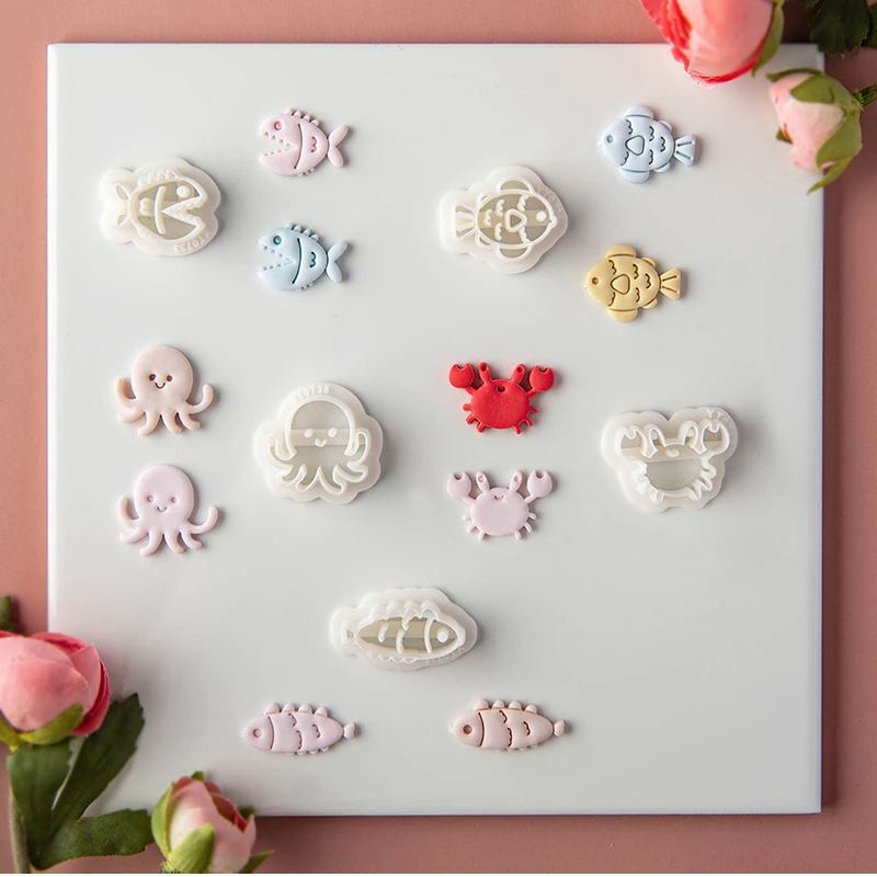 Polymer Clay Cutter Ocean Series Earring Cutters Cartoon Underwater World Clay Modeling DIY Earrings Pendant Jewelry Cutting Die Hand Tools