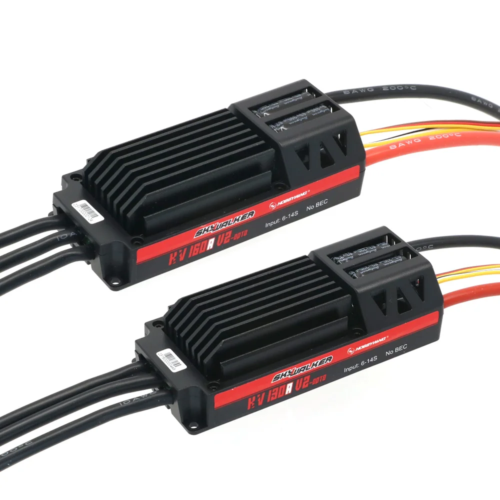Contrôleur de vitesse ESC sans balais Hobbywing Skywalker 130A/160A HV OPTO V2, étiquette de spécifications et dissipateur thermique détaillés