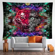 Tapiz de tigre psicodélico con estampado de Mandala, colgante de pared de poliéster para decorar el hogar, sala de estar y dormitorio