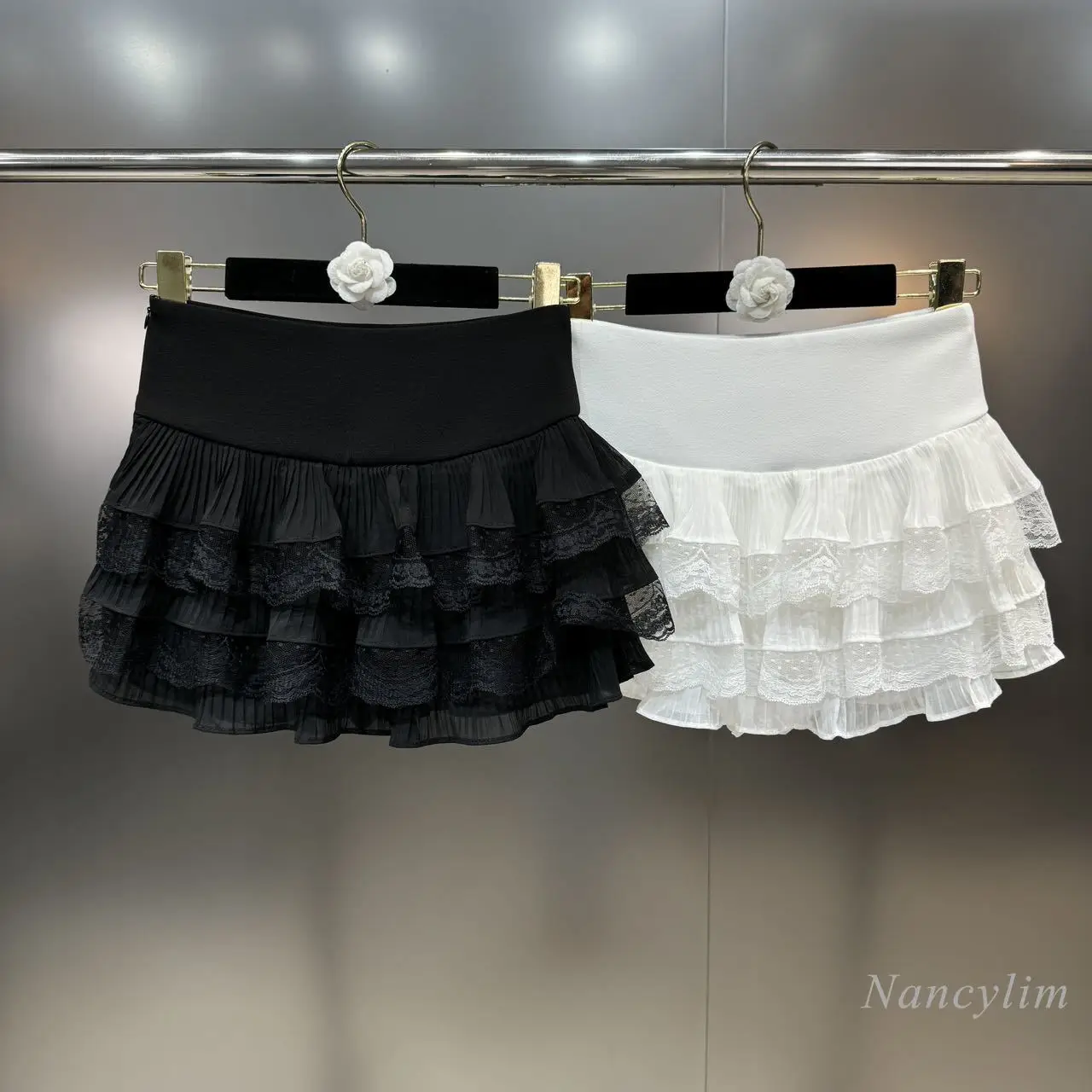 

2024 Spring Woman's Skirt New Multi-Layer Puffy Stitching Lace Cake Layer with Leak-Proof Skirt Younger College Style Skirts