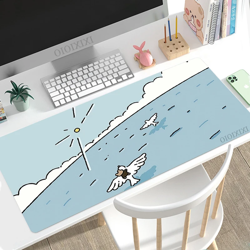 Bonito Coelho Verde Anime Mouse Pad Gaming xl Grande Casa hd Mousepad Xxl Teclado Almofada do Escritório Macio Não-deslizamento Tapete Computador Mousepad - Imagem 2