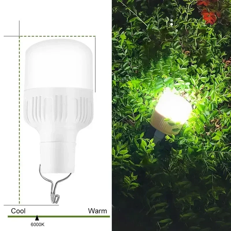 60/130W Portable Tent Lamp Hook USB Rechargeable Battery Lantern BBQ Camping Light Outdoor Camping Bulb LED Emergency Light
