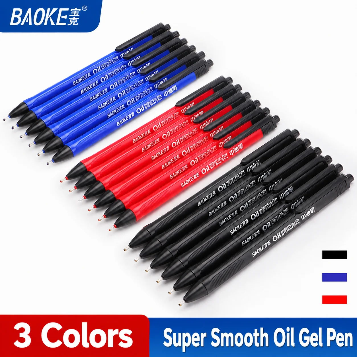 BAOKE B73 Oil Based Gel Pens 0.7mm Writing Triangle Barrel Retractable Ballpoint Pen Black Red Blue Ink Color for Office School 1 BAOKE B73 Oil Based Gel Pens 0.7mm Writing Triangle Barrel Retractable Ballpoint Pen Black Red Blue Ink Color for Office School 1