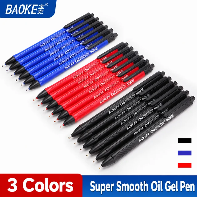 BAOKE B73 Oil Based Gel Pens 0.7mm Writing Triangle Barrel Retractable Ballpoint Pen Black Red Blue Ink Color for Office School 1