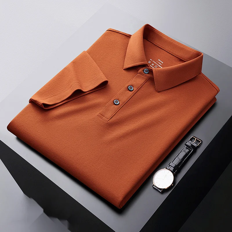 Tricou polo de vară cool pentru bărbați, culoare solidă, guler polo, afaceri casual, mânecă scurtă, tricou cu guler și mânecă jumătate_voghion.com