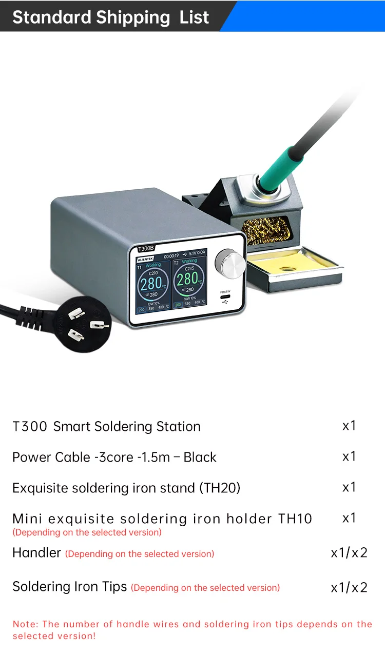 ALIENTEK T300 Soldering Station Transformer 160W Control Temperature 80~500° Dua