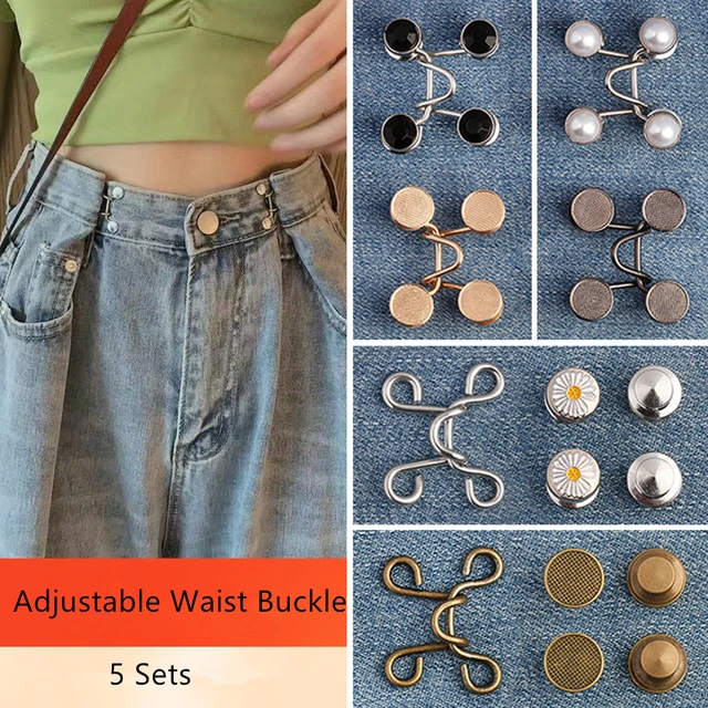 Lot de 5 boutons d'extension de taille pour Jeans, sans clou, ajustable, pour  pantalon, fermeture Invisible, bouton instantané - AliExpress