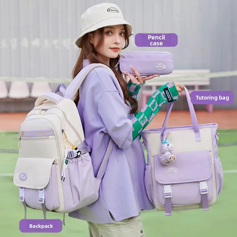 New High Capacity Backpack for Junior And High School Girls Simple Design Large Capacity Travel Shoulder Bag Girls 1
