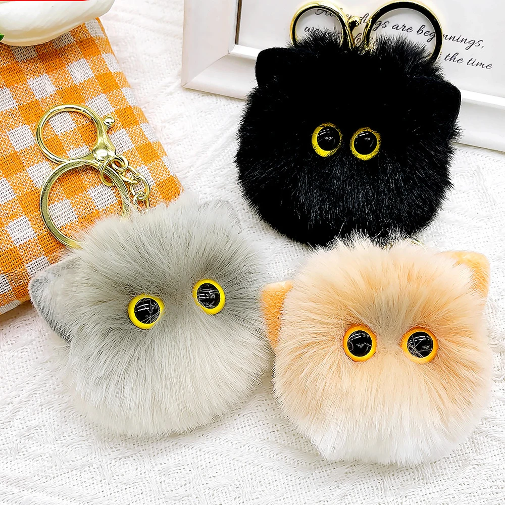 Plush Cat Keychain Cartoon Doll Toy Pendant Keyring For Women Girls Bag Ornament Car Key Chain Pendant