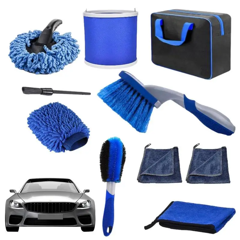 

Auto Cleaning Kit Auto Washing Kit Car Cleaning Supplies No Damage Car Cleaning Accessories With Storage Bagfor Rims Tires