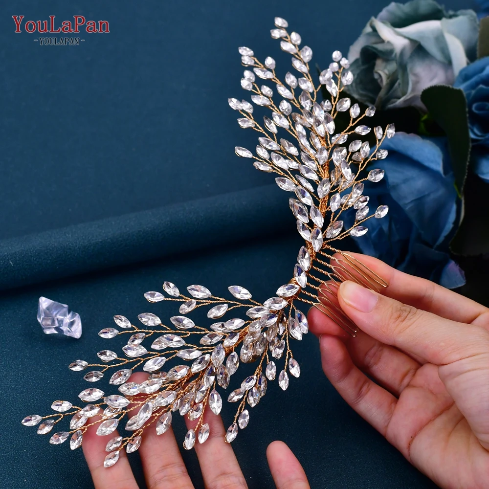 YouLaPan Rhinestone Bridal Hair Accessories Wedding Comb Silver Golden Bride Headpieces Women Hair Pins Party Jewelry HP276