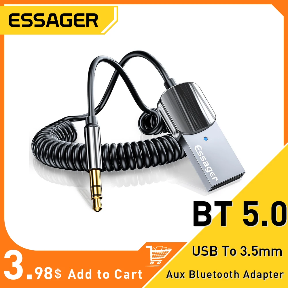 Essager Aux Bluetooth Adapter Dongle USB To 3.5mm Jack Bluetooth Audio
