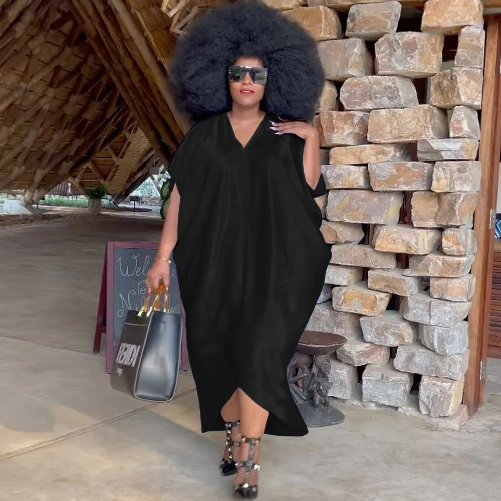 Plus Size Elegant Women Dresses Silk Solid Party 5xl Dress 2022 Summer Fashion Evening Gowns Wholesale Clothes Loose Outfits