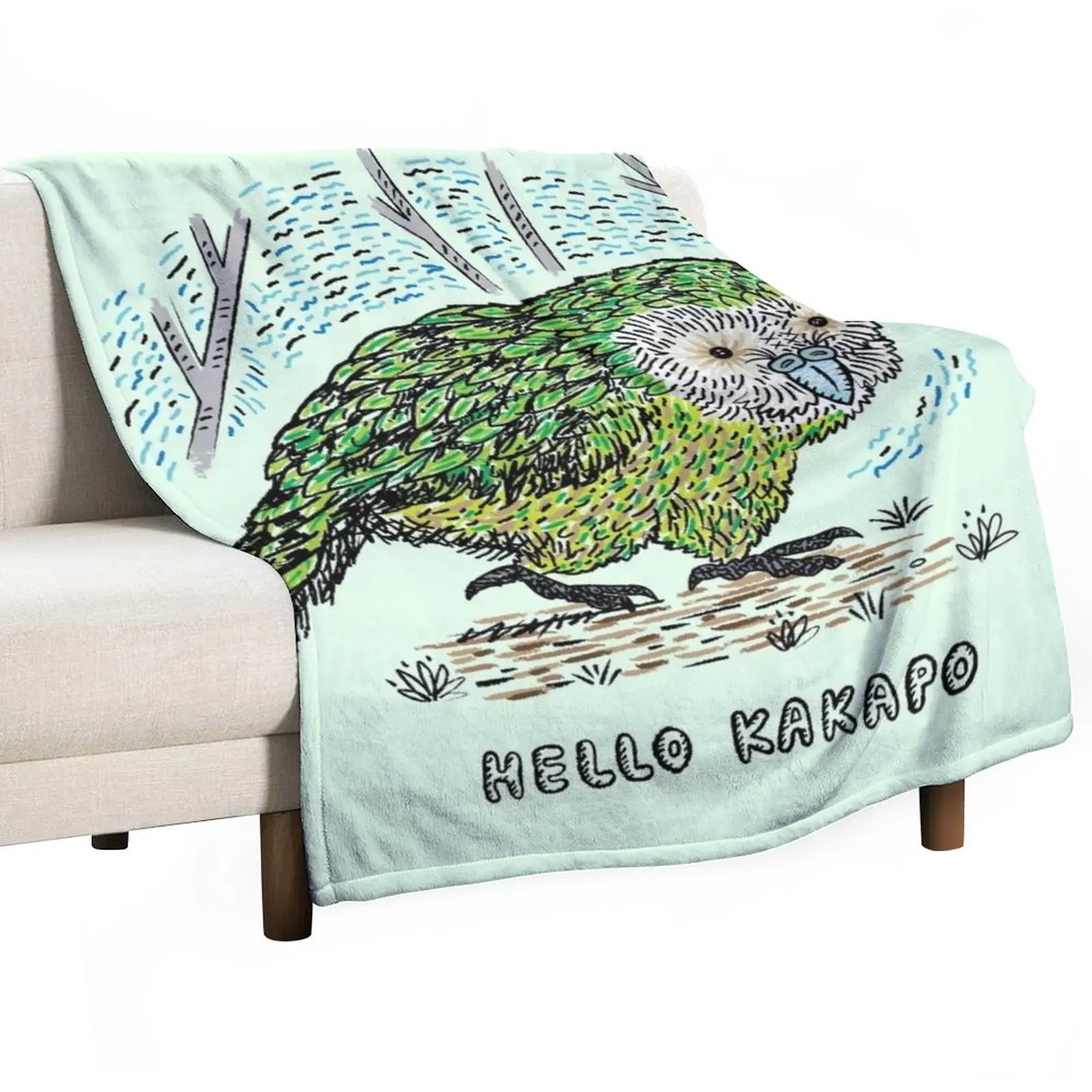

Hello Kakapo Throw Blanket Cute Blanket Plaid Warm Blanket Furry Blanket Large Blanket