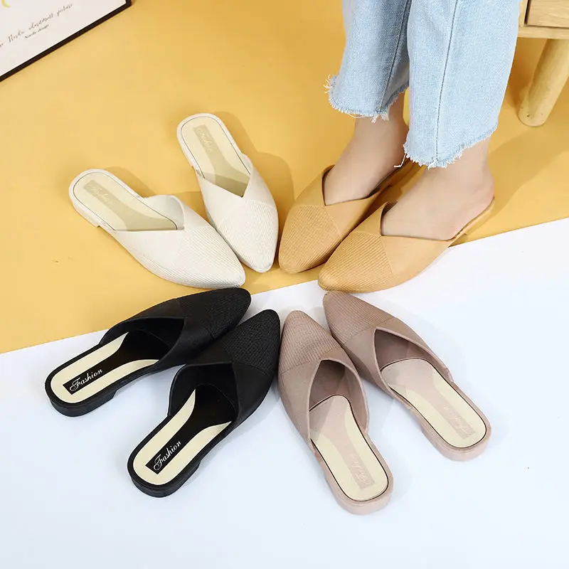 Slippers Women's Summer New Half Slippers Student Flat Casual Non-slip Sandals and Slippers Women Zapatos De Mujer
