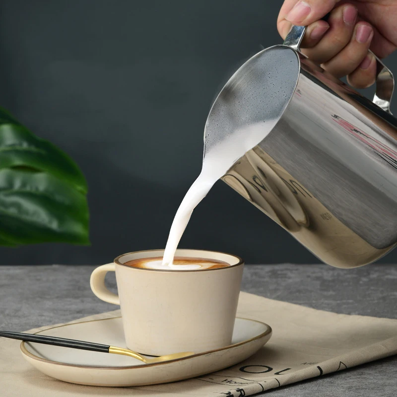 Stainless Steel Milk Frothing Jug Frother Coffee Latte Container Metal Pitcher Barista Cup