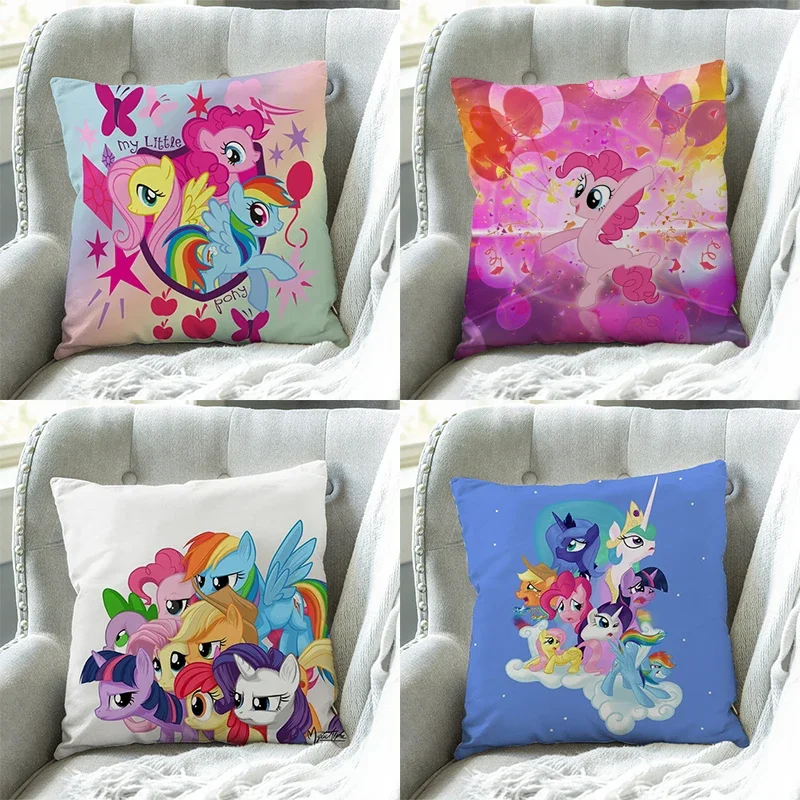 

Pillowcase Double-sided Print Little Pony 45x45cm Home Decor Cushion Cover Bedroom Sofa Mattress Cover Short Plush Halloween