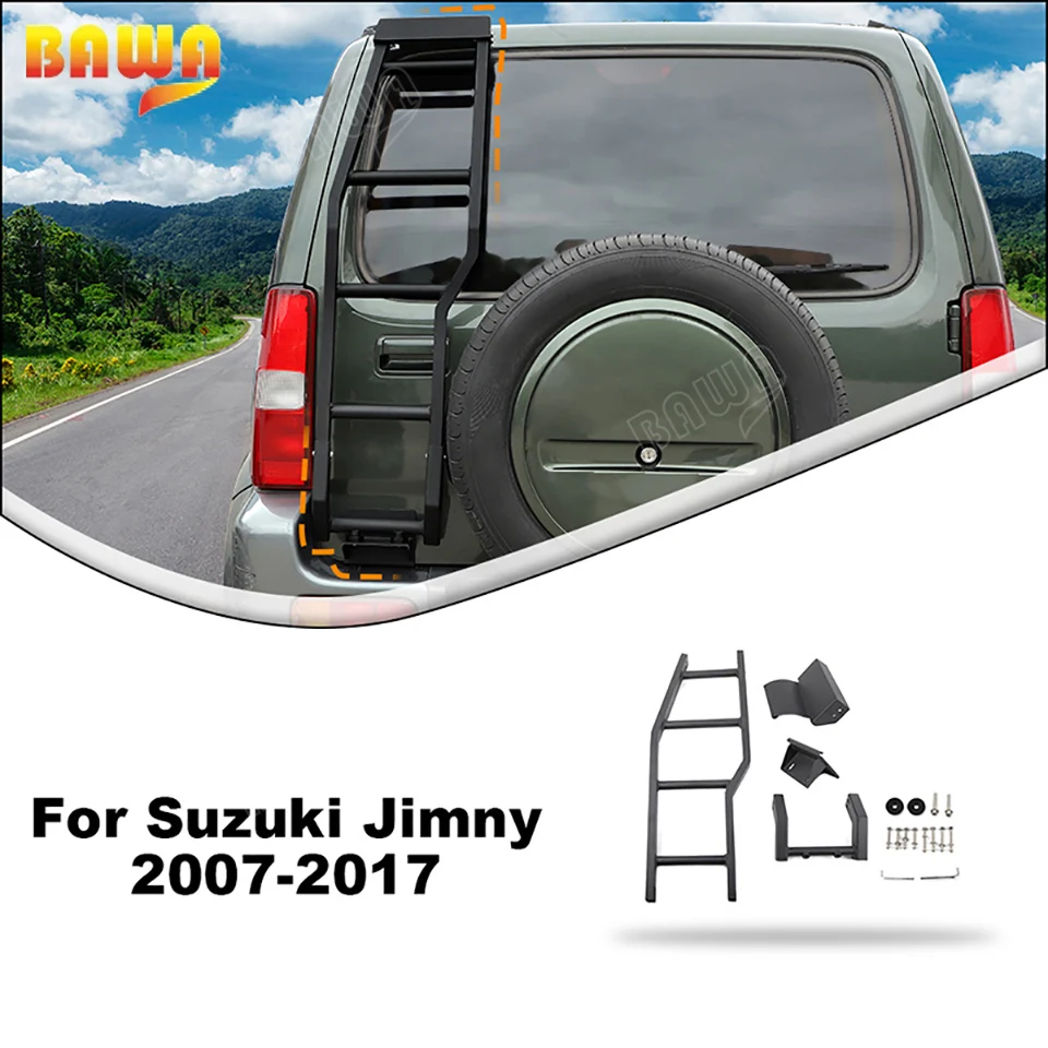باوا سبائك الألومنيوم الباب الخلفي تسلق سلم الباب الخلفي رف الجذع الرف لسوزوكي جيمي 2007-2017 الملحقات الخارجية