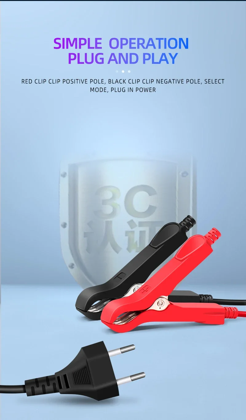 12V 6A/10A Auto- und Motorrad-Batterieladegerät – Intelligentes LCD-Display, Blei-Säure-Reparatur, Wartungsmodus, automatische Abschaltung, Schnellladung – Detail 10
