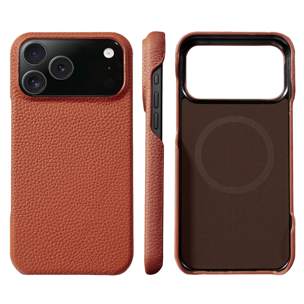 Luxurious Lychee Leather Magnetic Phone Case with Magsafe