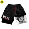 Anime Baki Hanma Gym Workout Shorts for Men Athletic Quick Dry 2 in 1 Compression Shorts Cosplay Costume 1