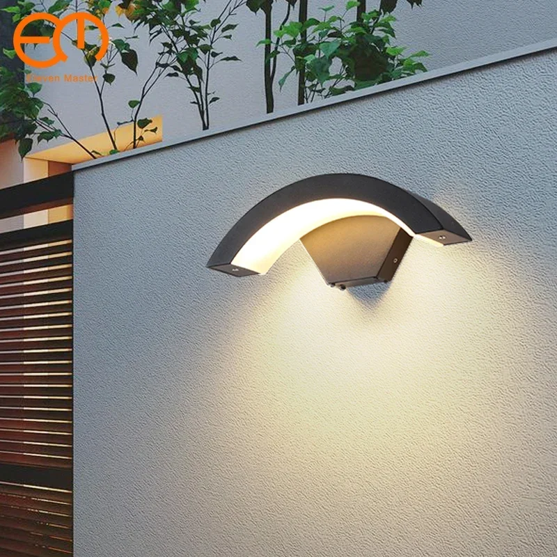 Moden waterproof outdoor wall lamp PIR motion sensor wall light 18W 24WGarden porch frontdoor black aluminum lamp body