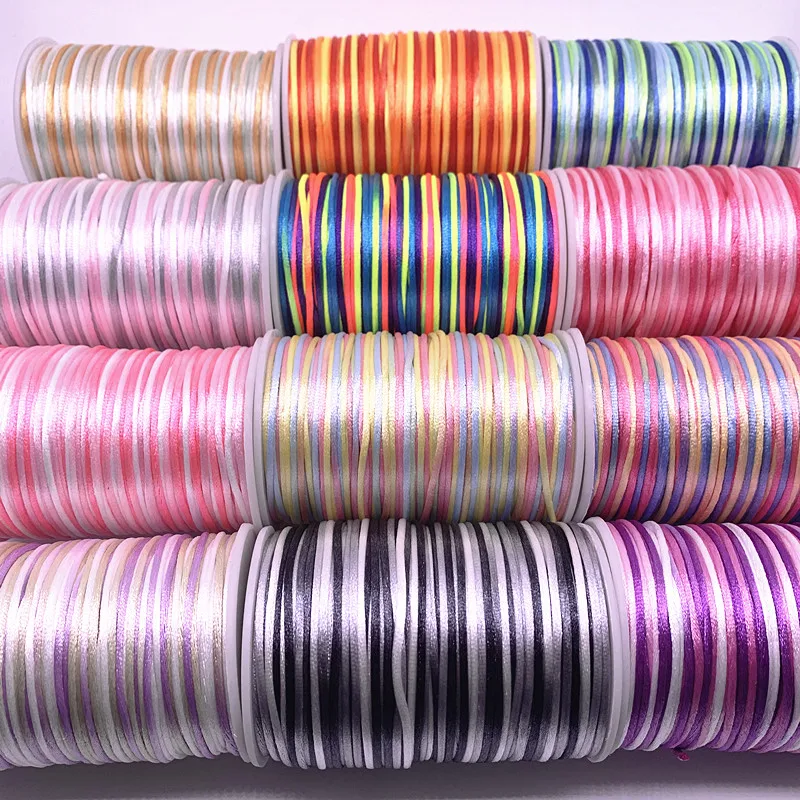 Cord 5yards 2.0mm Gradual Change Colourful Chinese Knot Line Silk Satin Nylon DIY Handmade Knitting String