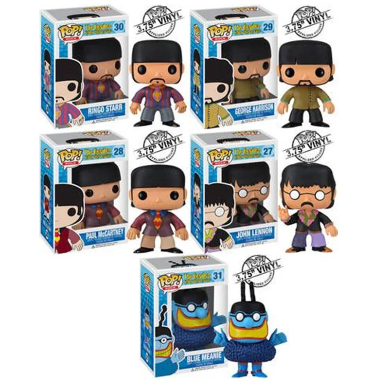 Funko Pop Rock Band John Lennon Paul Mccartney George Ryan Ringo Starr Blue Meanie 27 28 29 30 Beatles Action Figure Toys