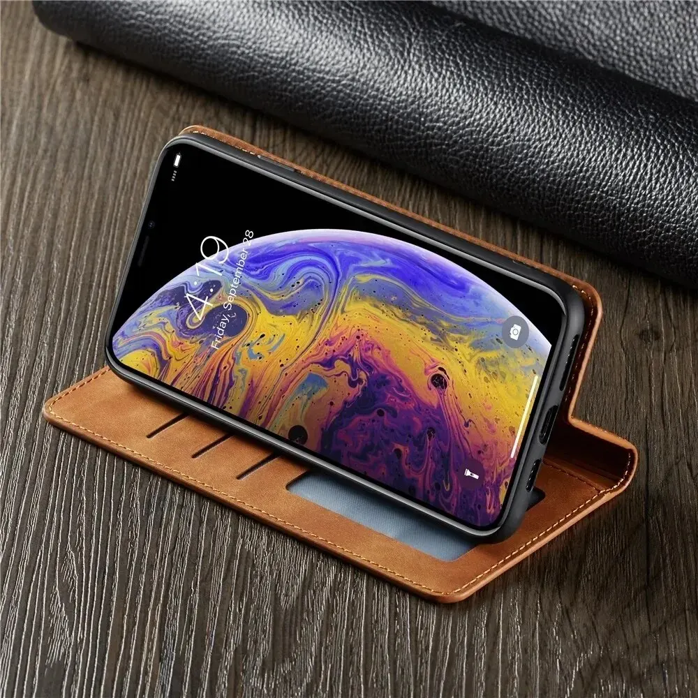 Luxurious Thin Suede Leather Wallet Case with Strong Magnetic Closure