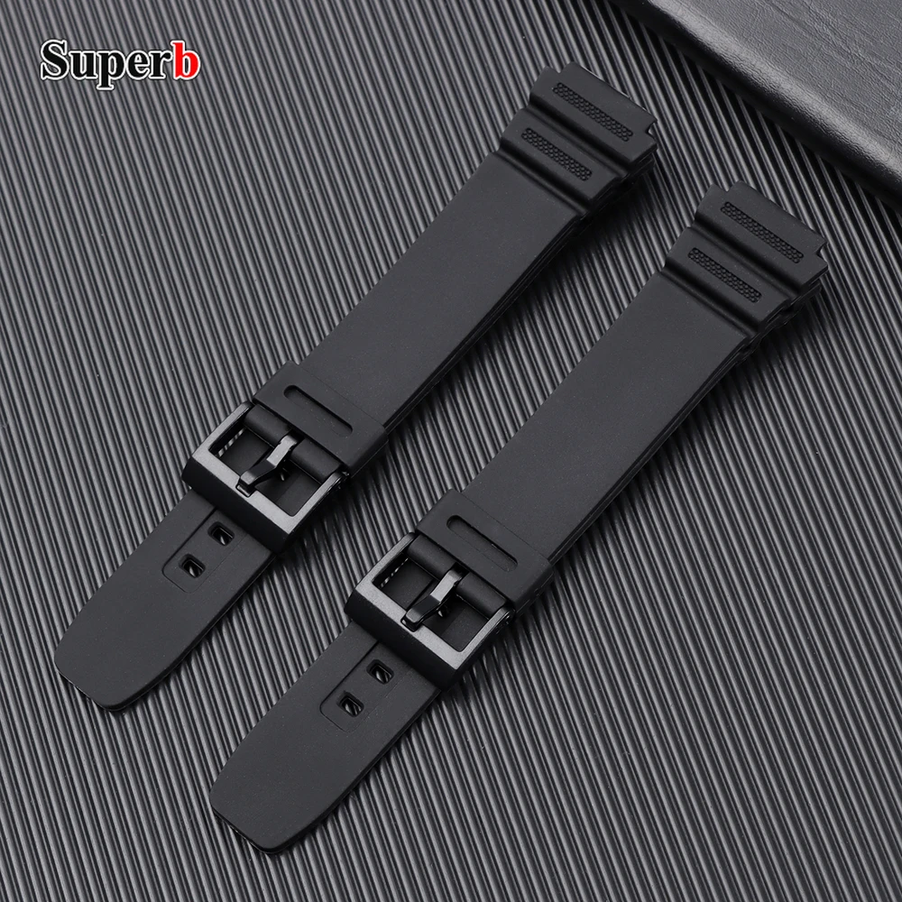Black Rubber Silicone Watch Band Bracelet - 18mm Strap Replacement Watch Accessory