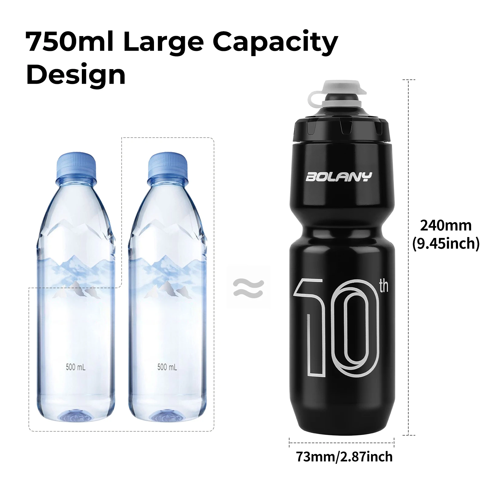 Water Bottle Bicycle Water Bottle Sports Bottle Bicycle Bottle Holder BOLANY 25oz Large Capacity 750ML Bicycle Water Bottle PP5 Water Leak-Proof Cycling Outdoor Sports Squeeze Out Bottle