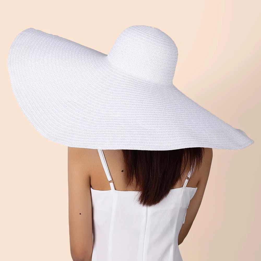 Summer Large Wide Brim Foldable Sun Hats for Women Oversized Sun Shade Hat  Travel Straw Hat Lady UV Protection Beach Hat - AliExpress