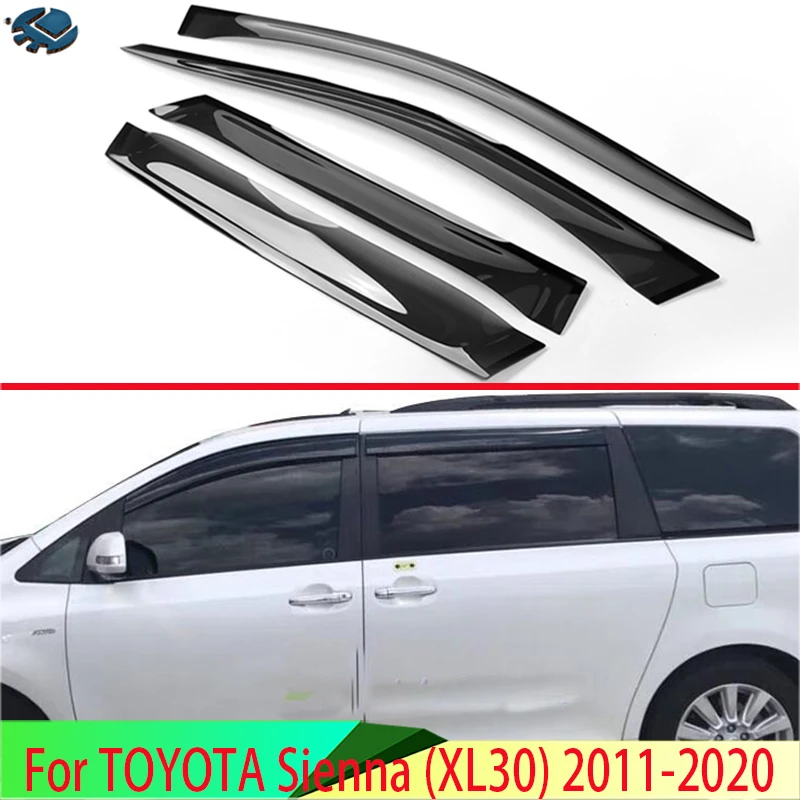 For Toyata Sienna (XL30) 2011-Car Accessories Plastic Exterior Visor Vent Shades Window Sun Rain Guard Deflector 4pcs