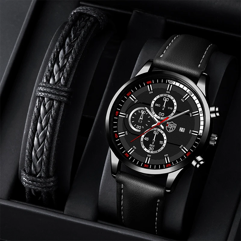 2022 Fashion Mens Sport Watches Men Casual Leather Bracelet Analog Quartz Wristwatch Calendar Male Business Luminous Clock