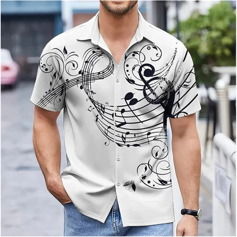 2024 Men's shirt Note Printed white shirt outdoor street oversized short sleeve fashion designer casual soft 8 colors