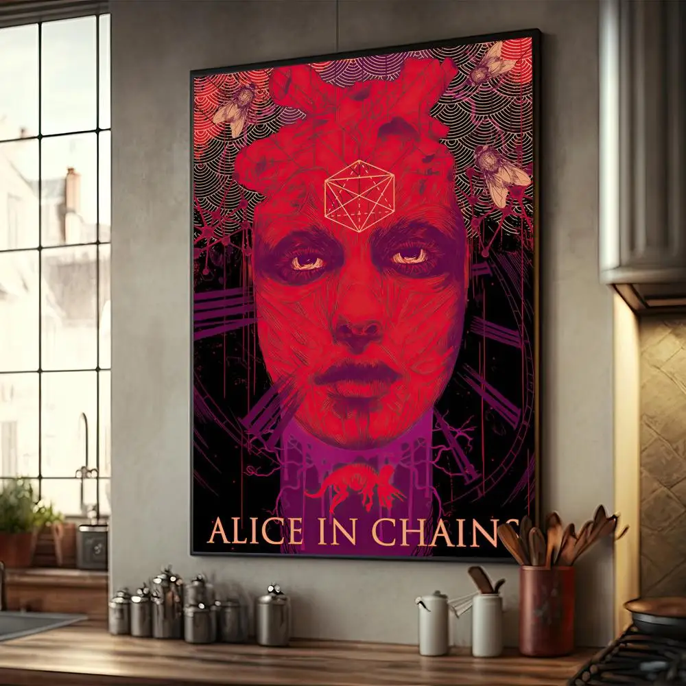 Retro Music Alice In Chains Poster Home Furnishing Highend Kraft paper Poster Wall Painting Study Home Living Room Decoration