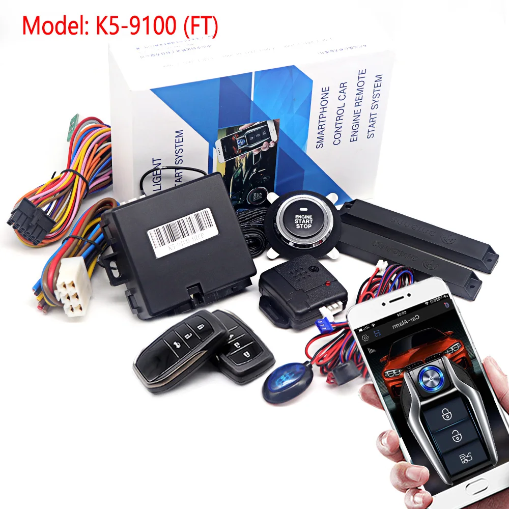 Sistema de arranque y parada automáticos con alarma universal para automóvil, kit de arranque automático con encendido del motor por control remoto, sistema de arranque por empuje sin llave, accesorio