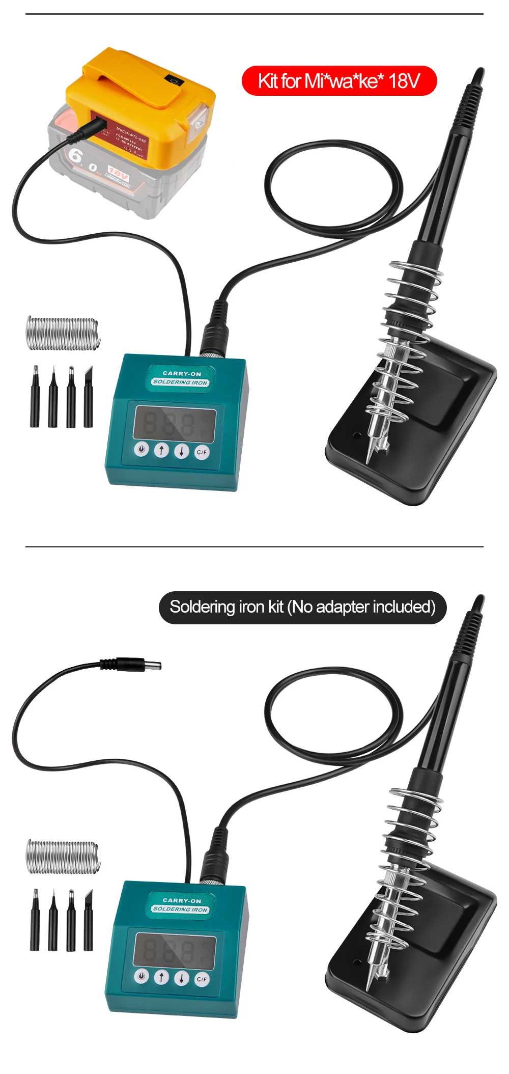 Waitley Portable Soldering Iron Kit for Makita Bosch Dewalt 18V 20V battery , El