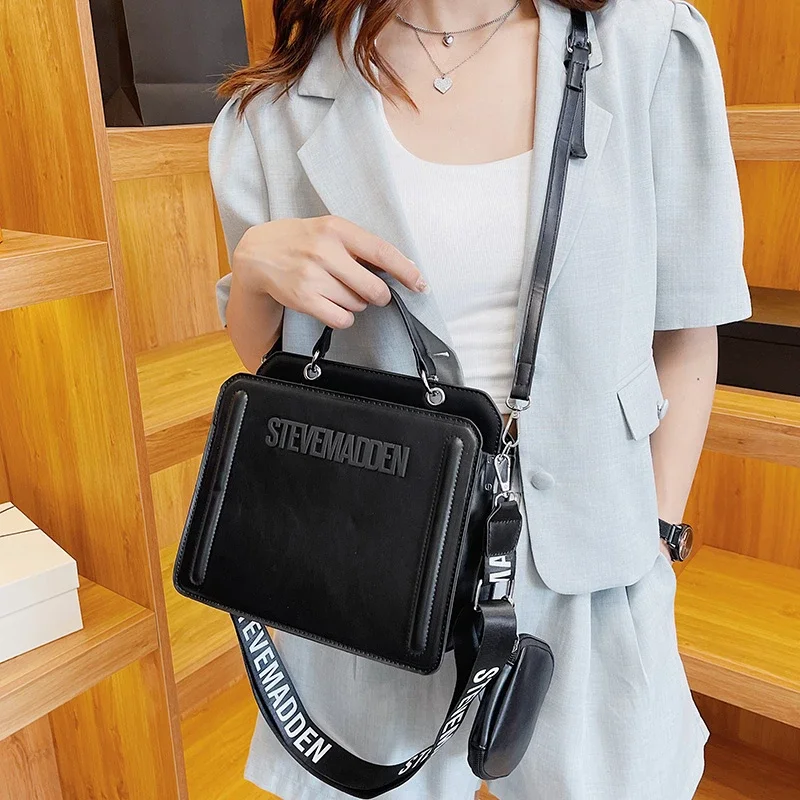 

Модные женские сумочки, винтажная однотонная сумка через плечо из искусственной кожи с симпатичной мини-сумкой, повседневные женские сумки, женская сумка