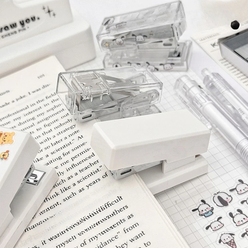 Plastic Mini Stapler,Transparent Handheld Stapling Machine, Ins Style Portable Office Stationery,With Staple for School Home Use - 4