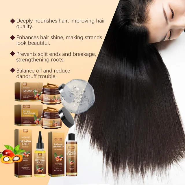 Hair Care Product Batana Oil Shampoo Conditioner Repair Split Ends Frizzy Damage Moisturize Smooth Shiny Keratin Hair Mask Serum 6
