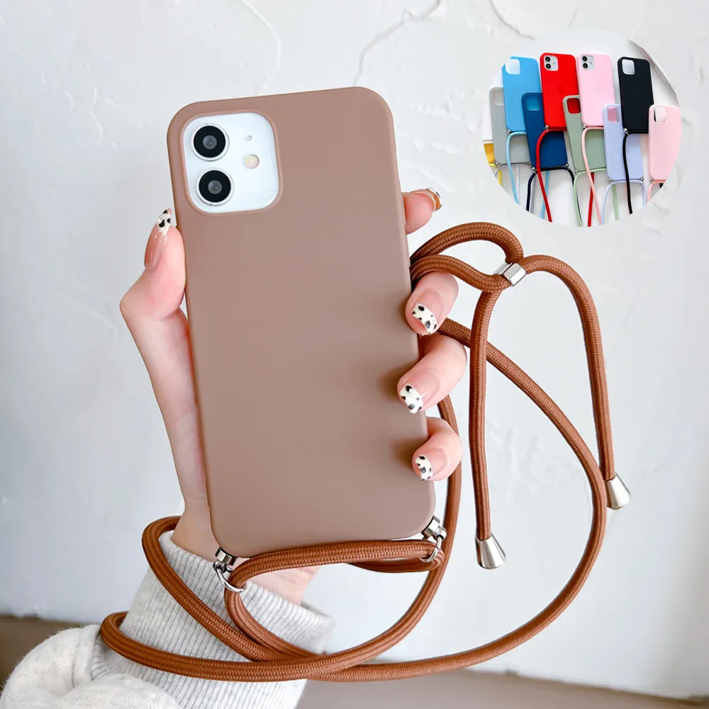 Crossbody Lanyard Neck Strap Cord Case For Samsung Galaxy S22 Ultra S21 Plus S20 FE S10 S9 S8 Note 10 20 Matte Silicone Cover |
