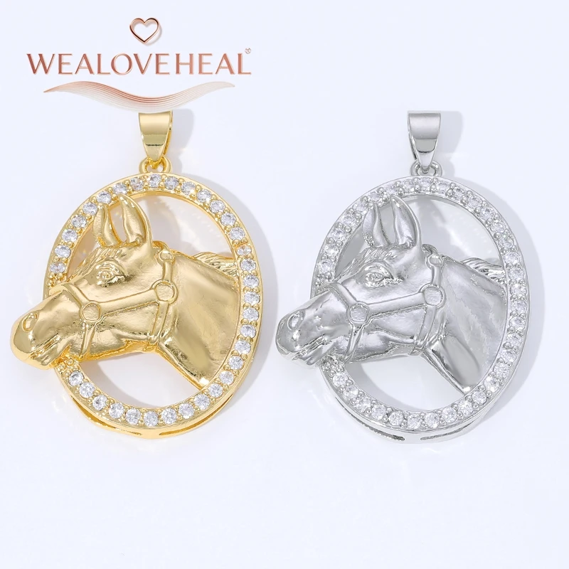 2026 mehrere Stile 18 Karat vergoldete Messing-Metall-Pferdeanhänger, eingelegter Zirkon-Pferde-Anhänger-Charm für Schmuckherstellungszubehör – Detail 20