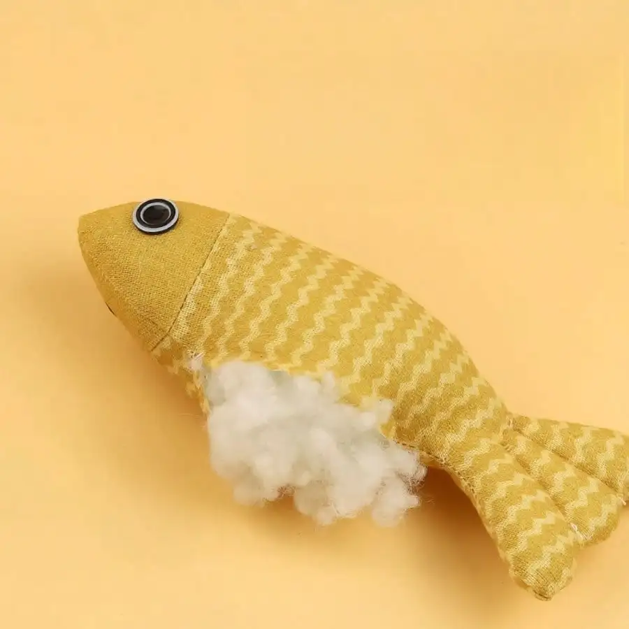 Deluxe Cat-Teasing Burlap Fish with Catnip - Engaging Pet Toys Collection