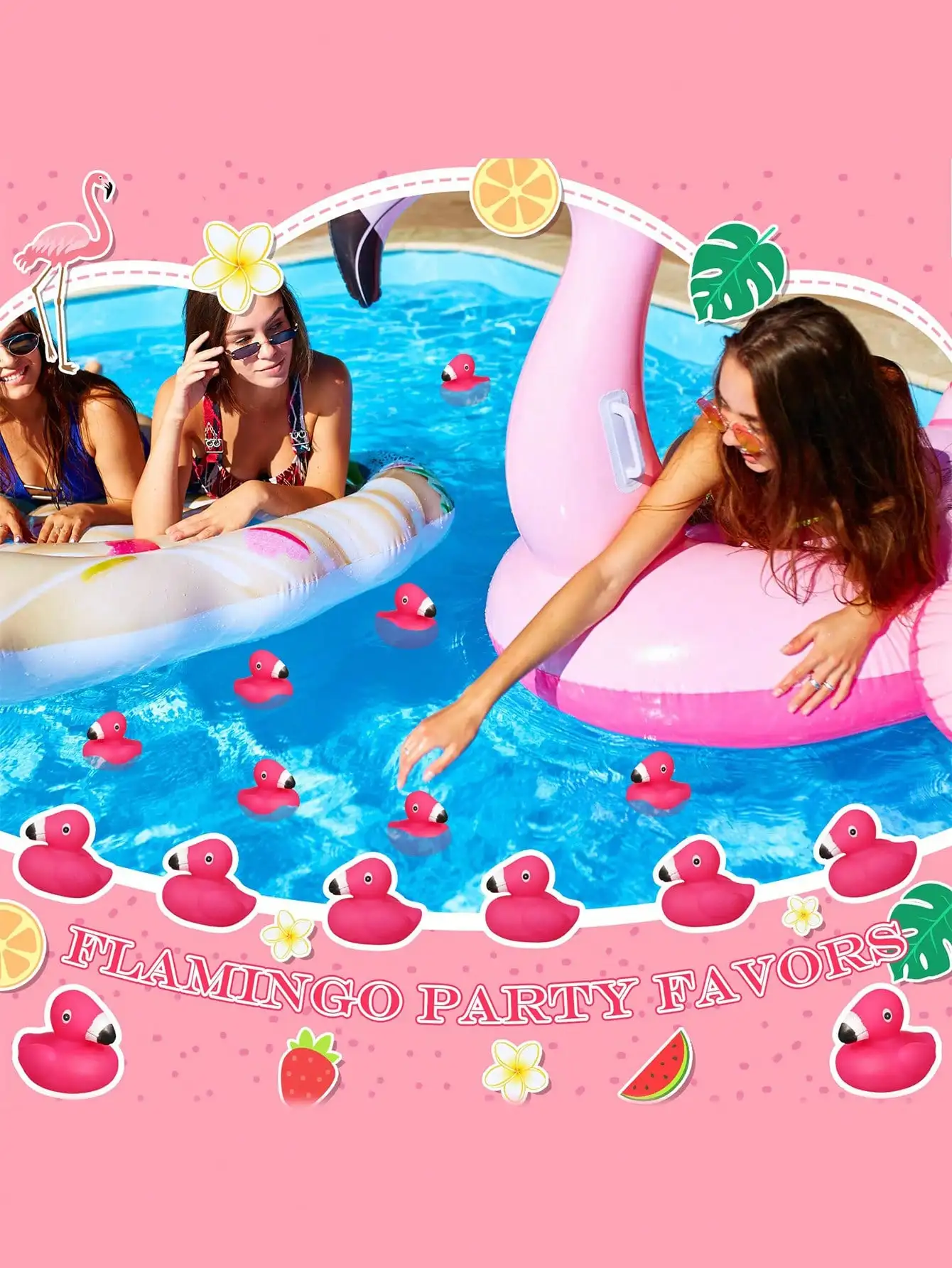 10pcs Flamingo Rubber Ducks Mini Rubber Ducks Pink Flamingos Bath Toy Floating Squeak Toy Shower Party Gifts Cake Decorations children toys,festival decorations